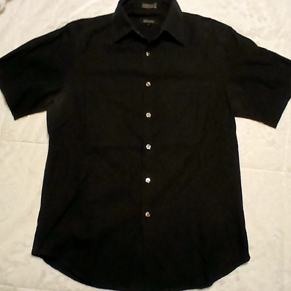 Vintage DKNY Black Button Down Short Sleeve Shirt Men S - Picture 5 of 5